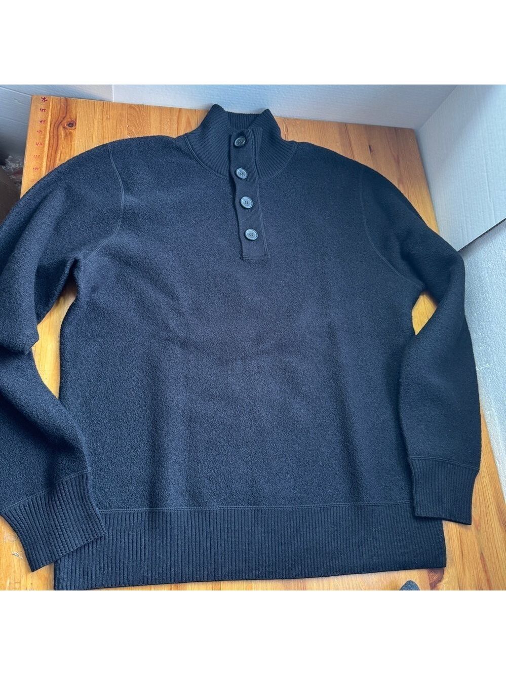 Jack spade black wool Henley pullover sweater size xl